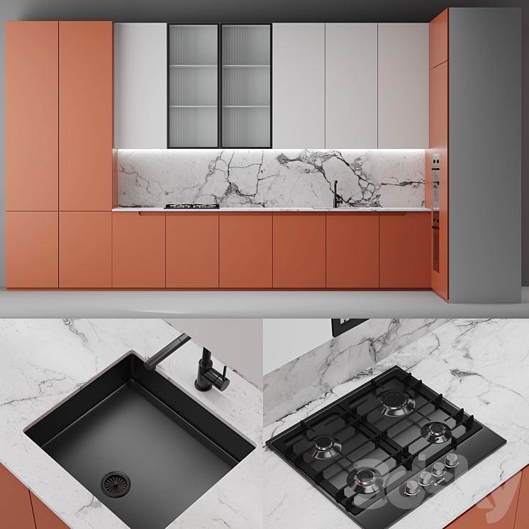 Modern kitchen 3DS Max - thumbnail 1