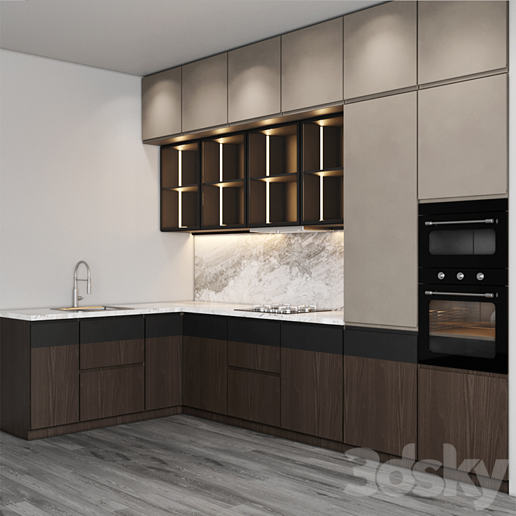 Modern kitchen 3DS Max - thumbnail 2