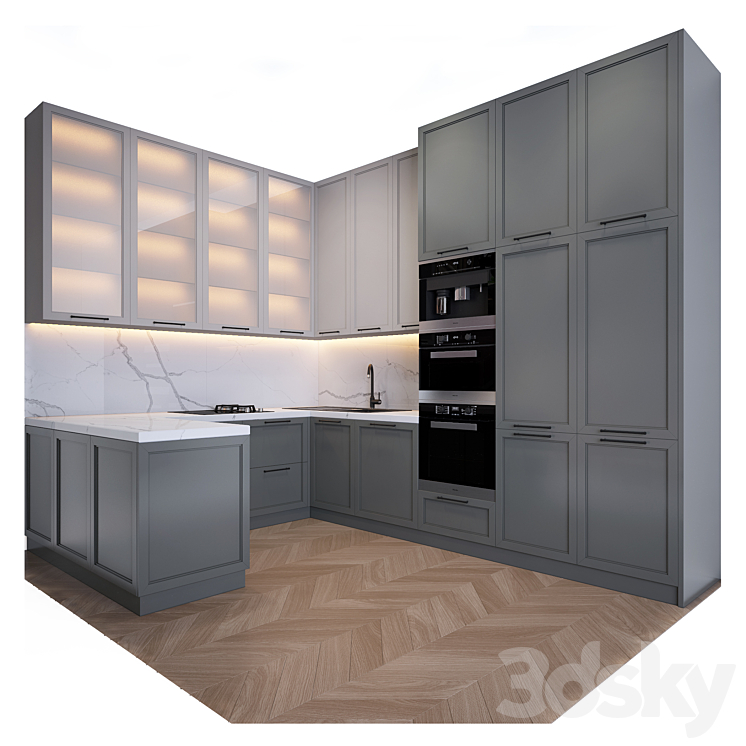 Modern kitchen 3DS Max - thumbnail 1