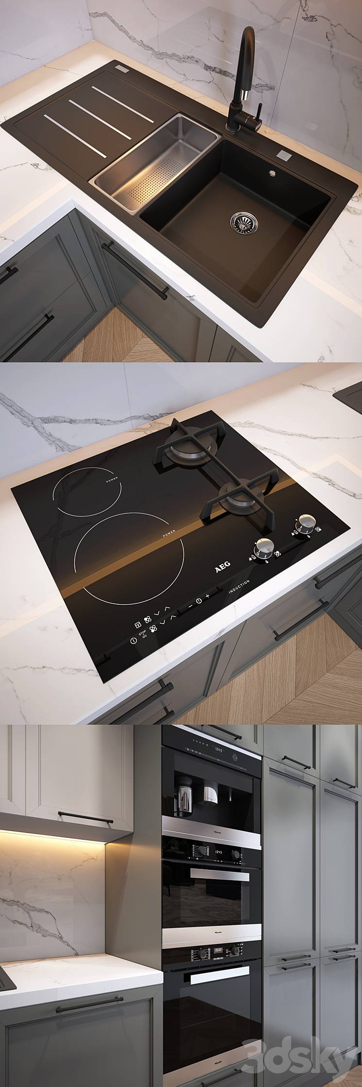 Modern kitchen 3DS Max - thumbnail 2