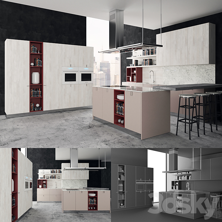 Modern kitchen 3DS Max - thumbnail 1