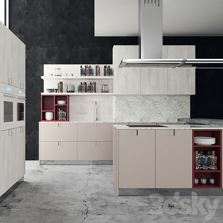 Modern kitchen 3DS Max - thumbnail 2