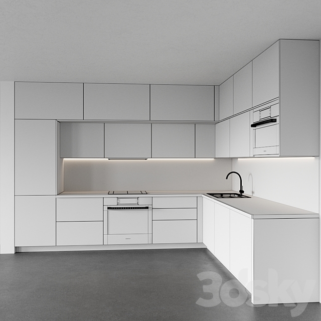 Modern kitchen 3DS Max Model - thumbnail 4