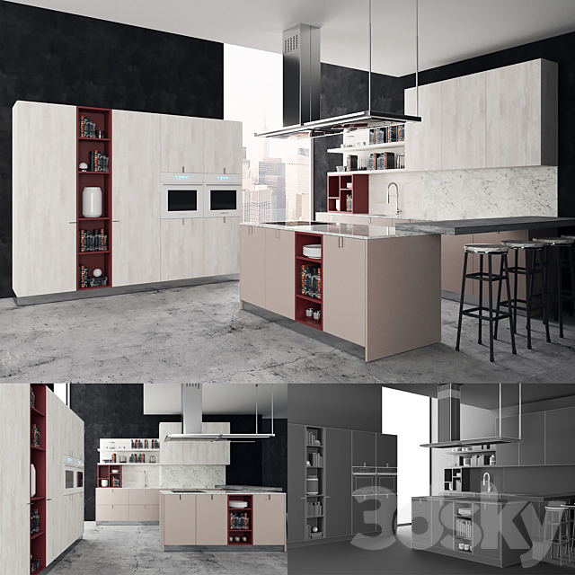 Modern kitchen 3DSMax File - thumbnail 1