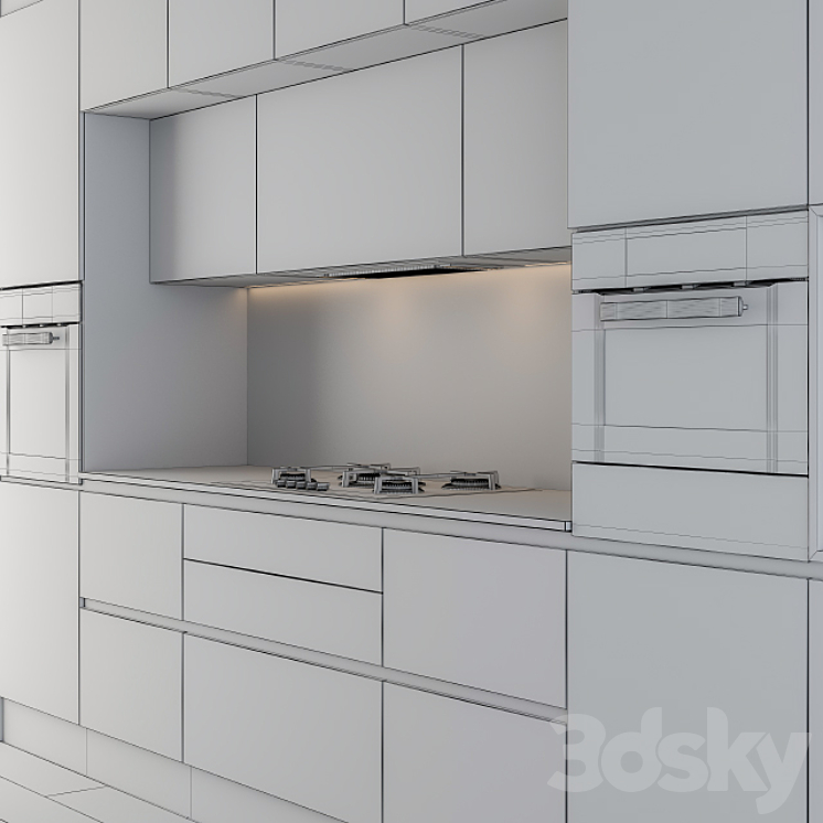 Modern kitchen black 3DS Max - thumbnail 2