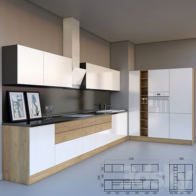 Modern kitchen with appliances 3DSMax File - thumbnail 1