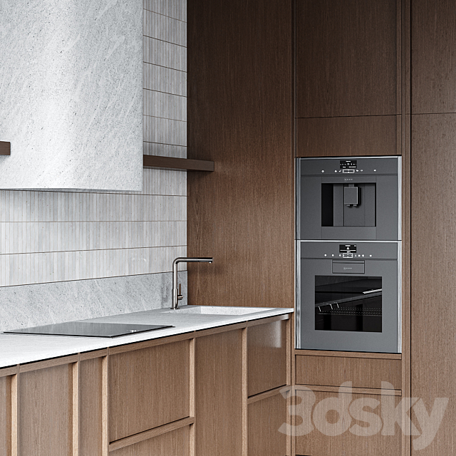 Modern kitchen with ceramic tiles 3ds Max - thumbnail 2