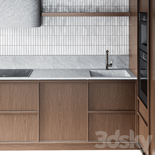 Modern kitchen with ceramic tiles 3ds Max - thumbnail 3