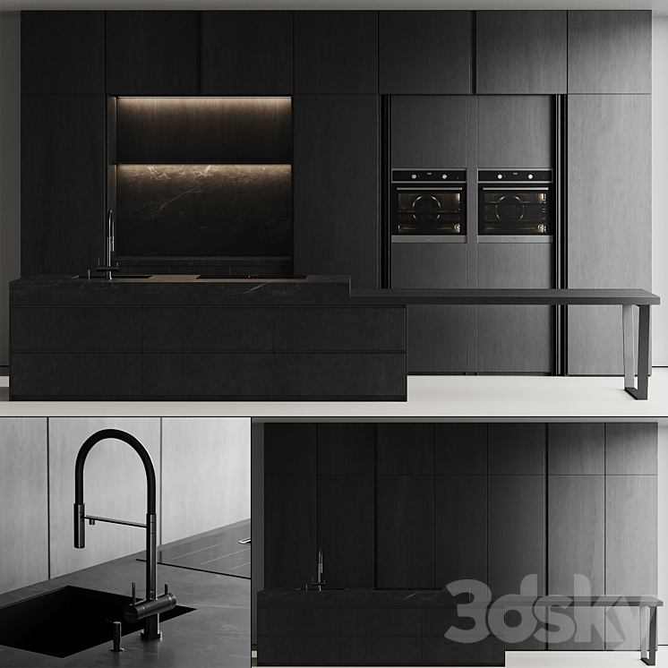 Modern kitchen with island 11 3DS Max Model - thumbnail 3