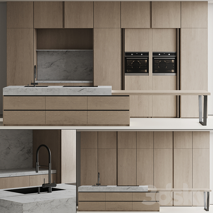 Modern kitchen with island 11 3DS Max - thumbnail 2