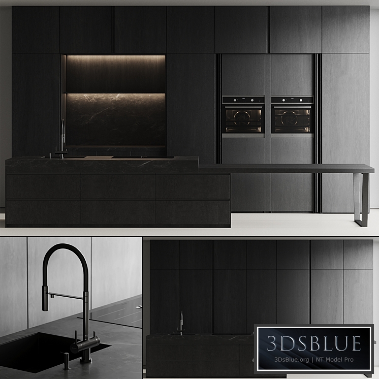 Modern kitchen with island 11 3DS Max - thumbnail 3