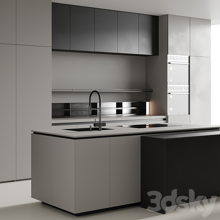 Modern kitchen with island 12 3DS Max Model - thumbnail 2