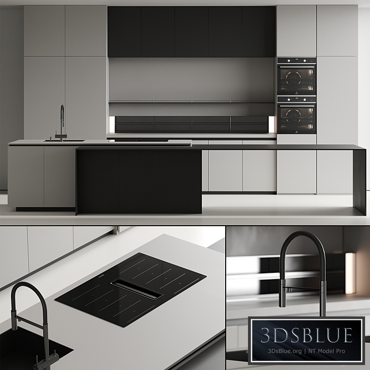 Modern kitchen with island 12 3DS Max - thumbnail 3