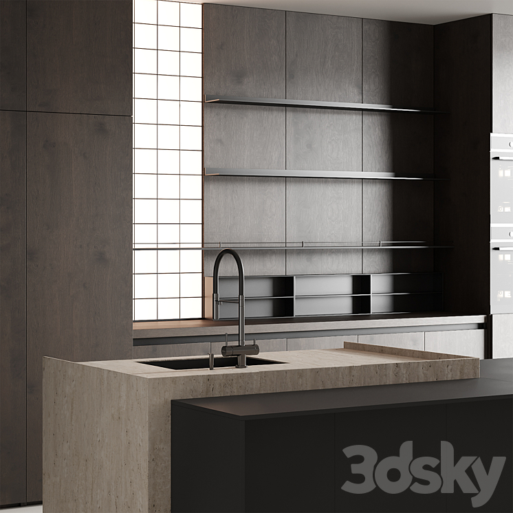 Modern kitchen with island 13 3DS Max Model - thumbnail 2