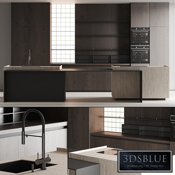 Modern kitchen with island 13 3DS Max - thumbnail 3