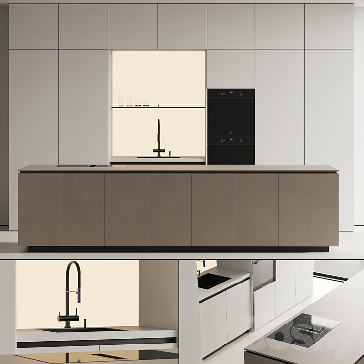 Modern kitchen with island 15 3DS Max Model - thumbnail 1