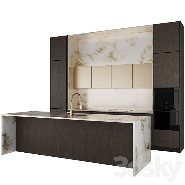 Modern kitchen with island 2 3DS Max Model - thumbnail 2