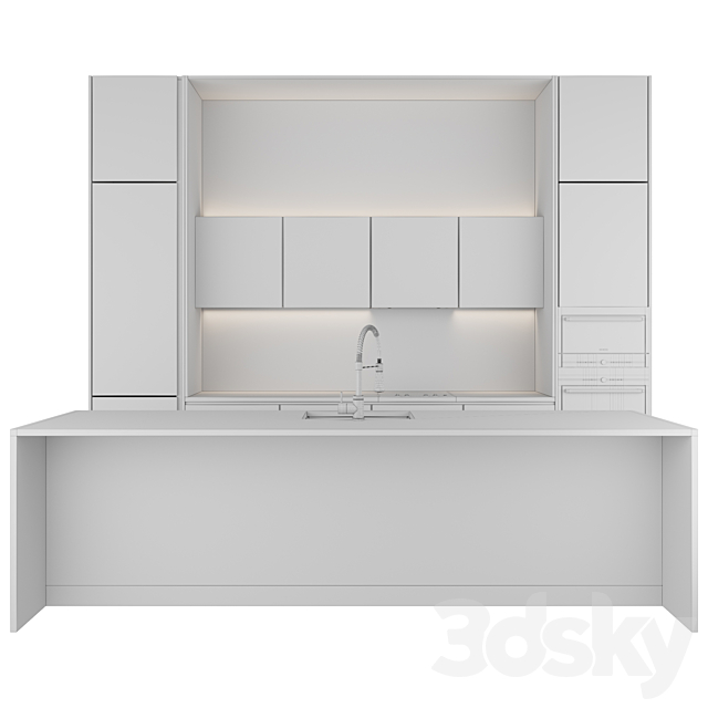 Modern kitchen with island 2 3DS Max Model - thumbnail 7