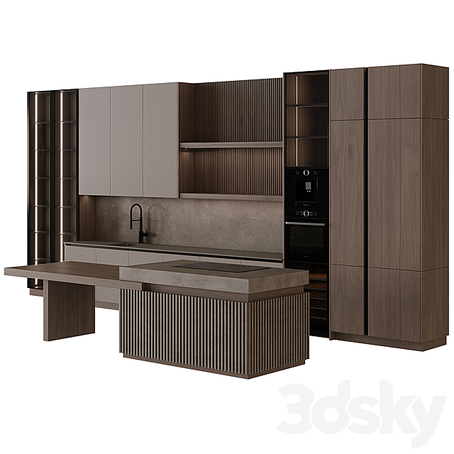 Modern style kitchen 56 3DS Max Model - thumbnail 2