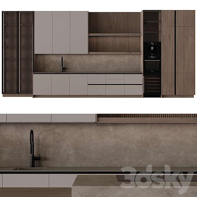 Modern style kitchen 56 3DS Max Model - thumbnail 3