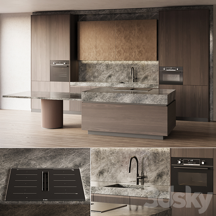 Modern style kitchen with island Kitchen 05 3DS Max Model - thumbnail 2