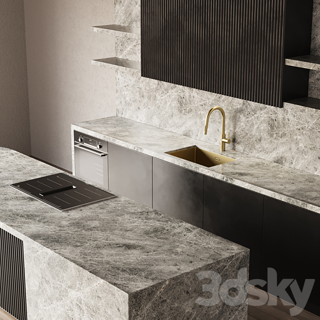 Modern style kitchen with island Kitchen 09 3DS Max Model - thumbnail 6