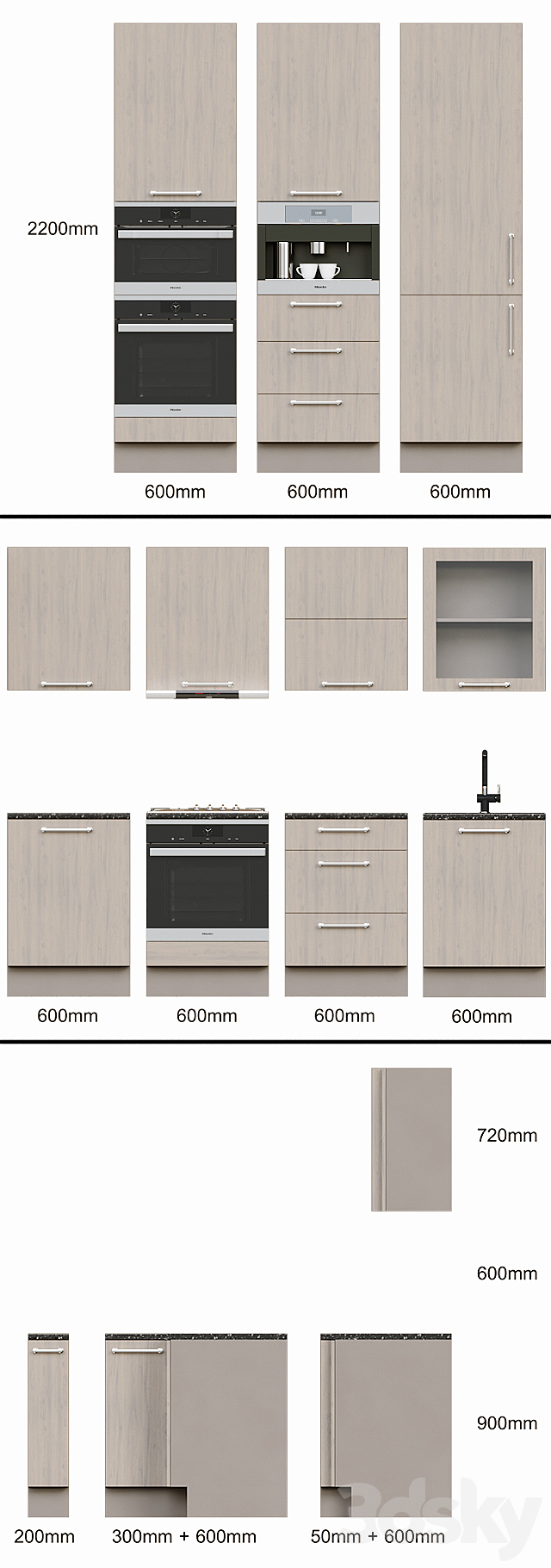 modular kitchen 3DS Max Model - thumbnail 2