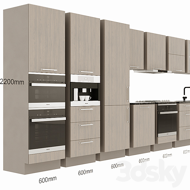 modular kitchen 3DS Max Model - thumbnail 3