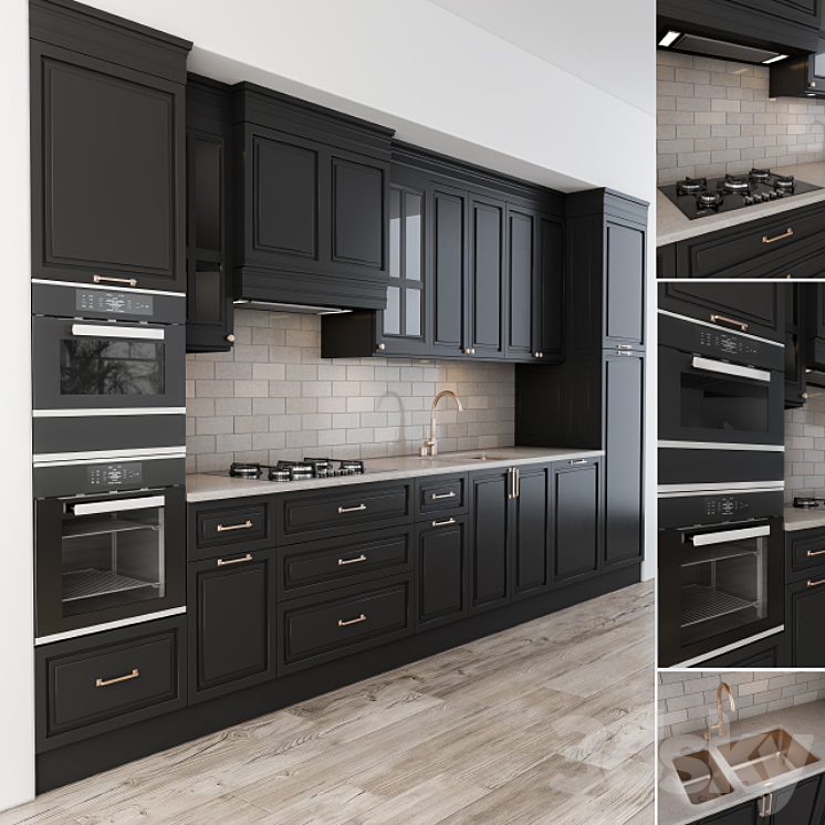 NeoClassic Kitchen Black 3DS Max - thumbnail 1