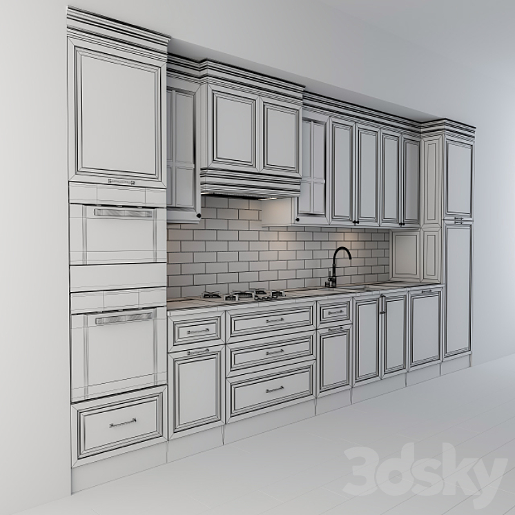 NeoClassic Kitchen Black 3DS Max - thumbnail 2