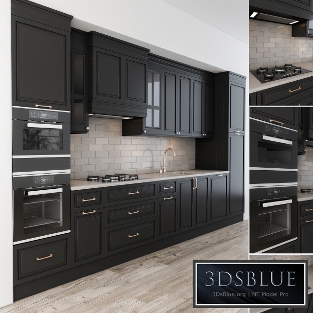 NeoClassic Kitchen Black 3DS Max - thumbnail 3