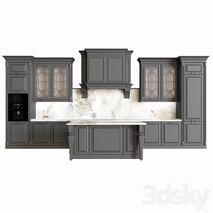 Neoclassical kitchen 04 3DS Max Model - thumbnail 1