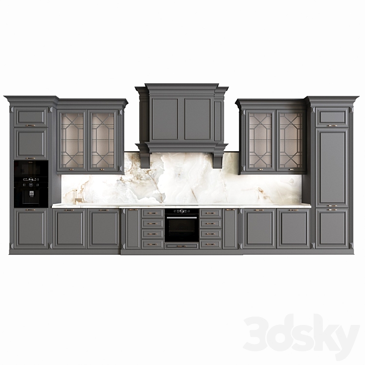 Neoclassical kitchen 04 3DS Max Model - thumbnail 2