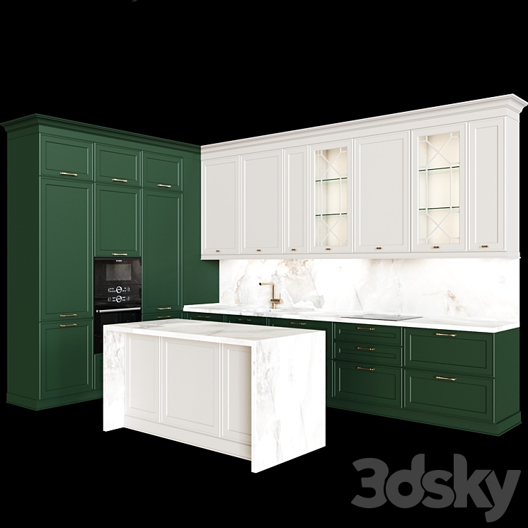 Neoclassical kitchen 05 3DS Max - thumbnail 2