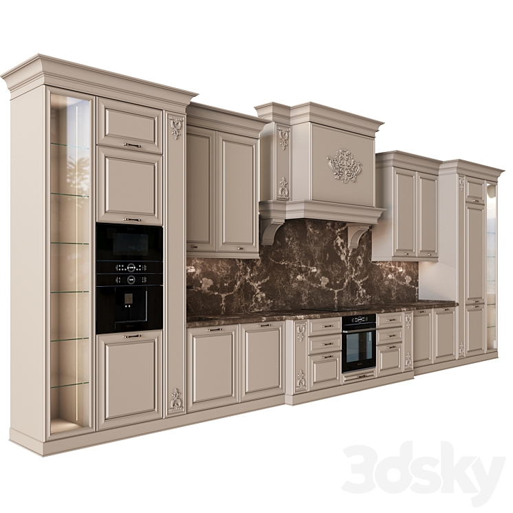 Neoclassical kitchen 06 3DS Max Model - thumbnail 1