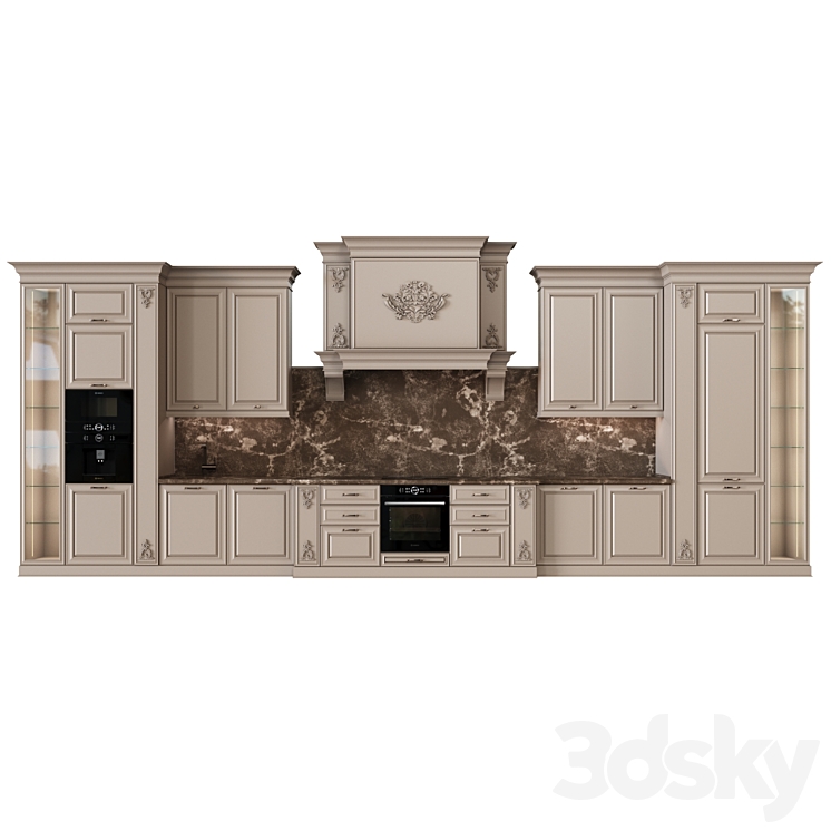 Neoclassical kitchen 06 3DS Max Model - thumbnail 2