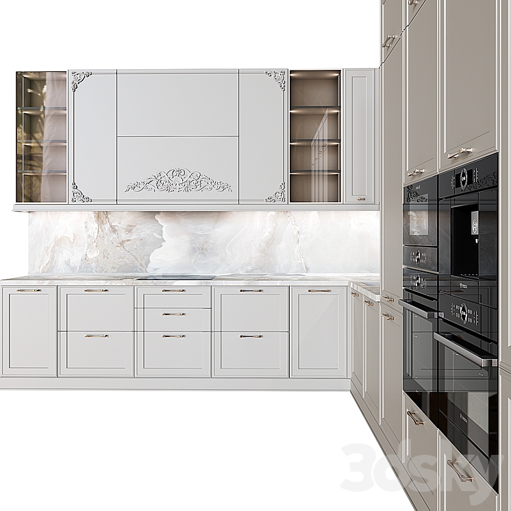 Neoclassical kitchen 13 3DS Max Model - thumbnail 2