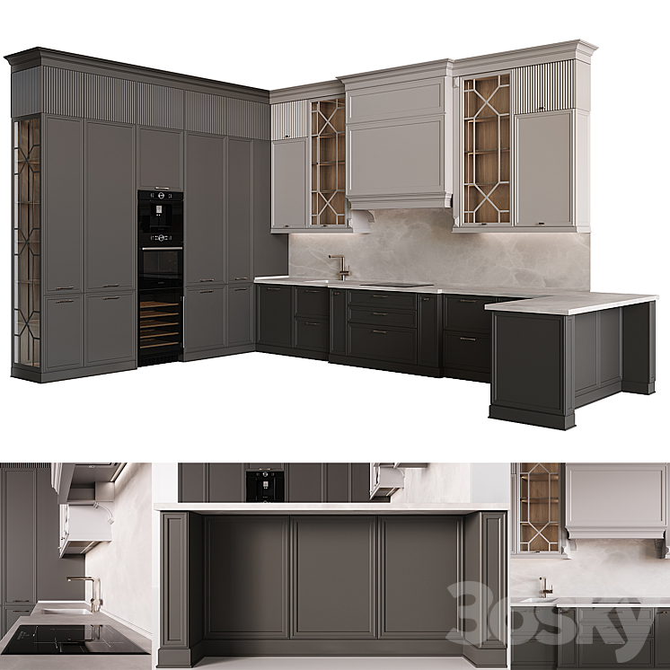 Neoclassical kitchen 28 3DS Max - thumbnail 1