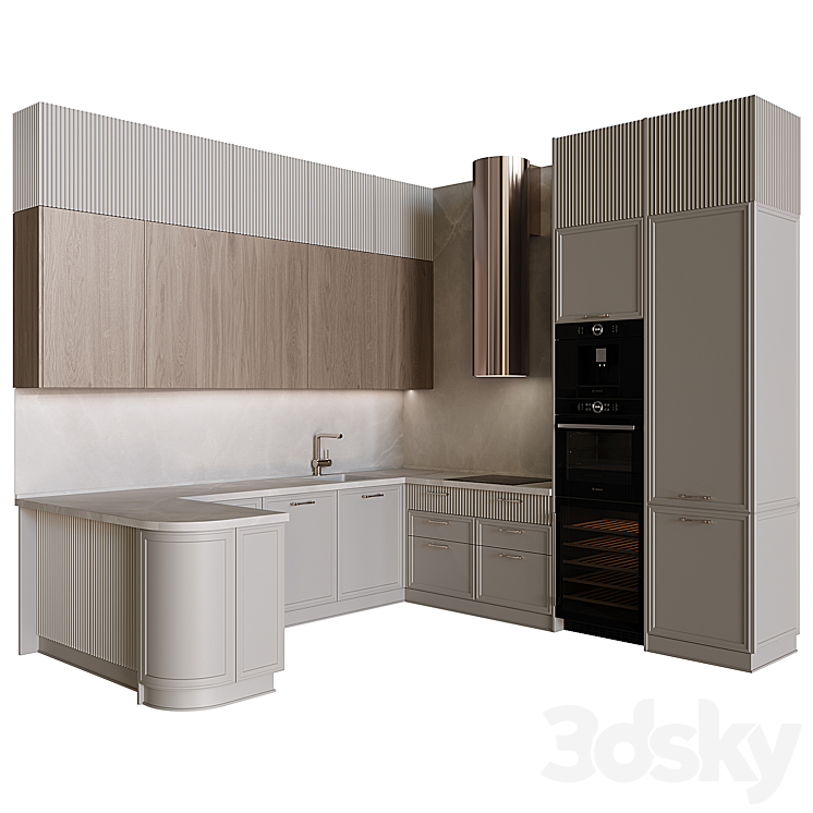 Neoclassical kitchen 30 3DS Max Model - thumbnail 1