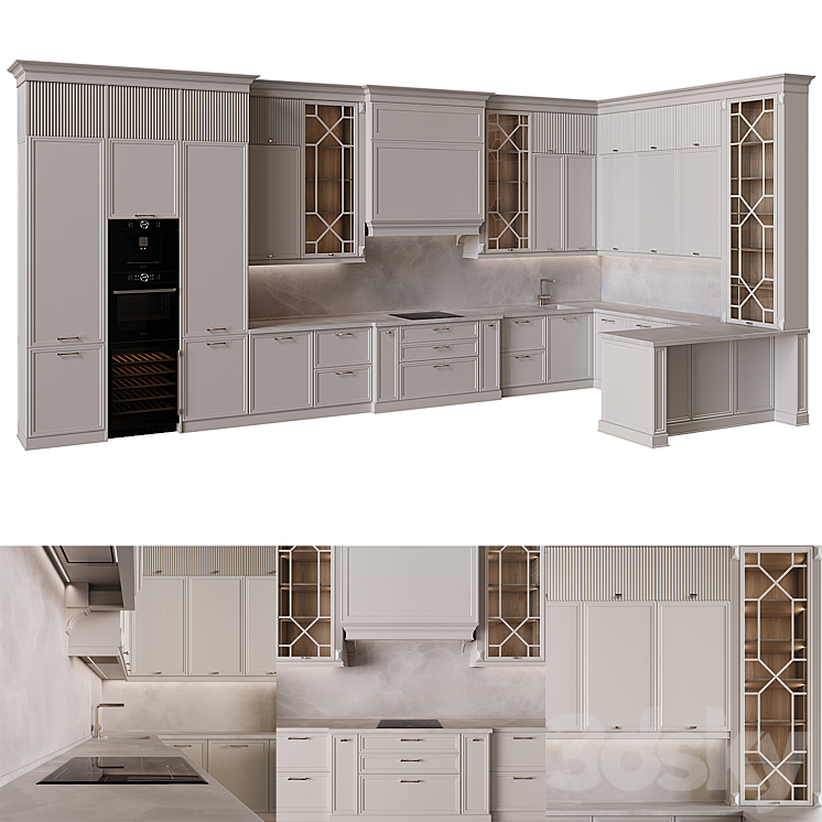 Neoclassical kitchen 32 3DS Max Model - thumbnail 1