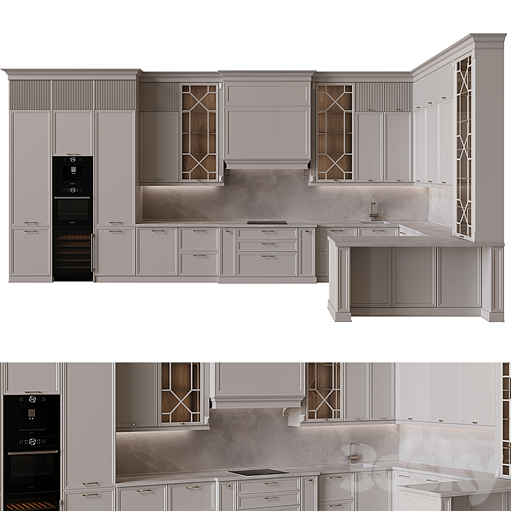 Neoclassical kitchen 32 3DS Max Model - thumbnail 2