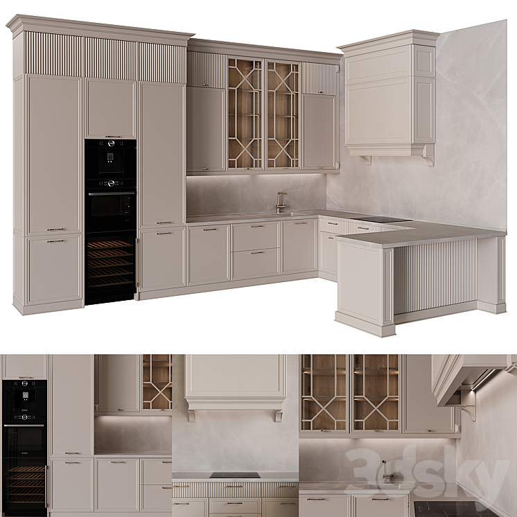 Neoclassical kitchen 34 3DS Max Model - thumbnail 1