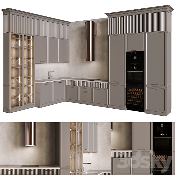 Neoclassical kitchen 39 3DS Max Model - thumbnail 1