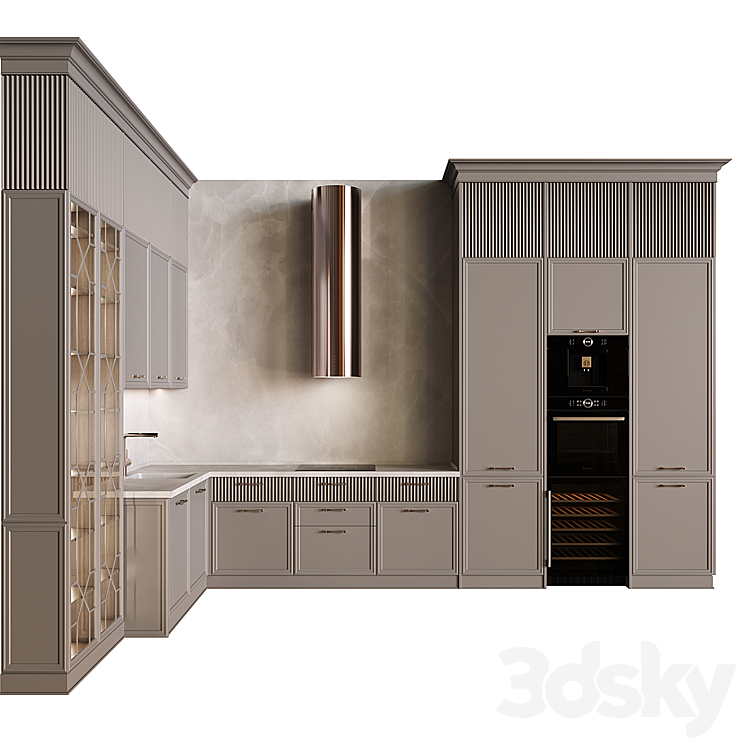 Neoclassical kitchen 39 3DS Max Model - thumbnail 2