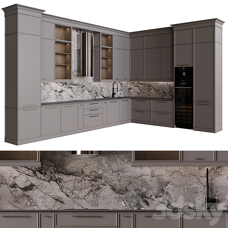 Neoclassical kitchen 45 3DS Max Model - thumbnail 2