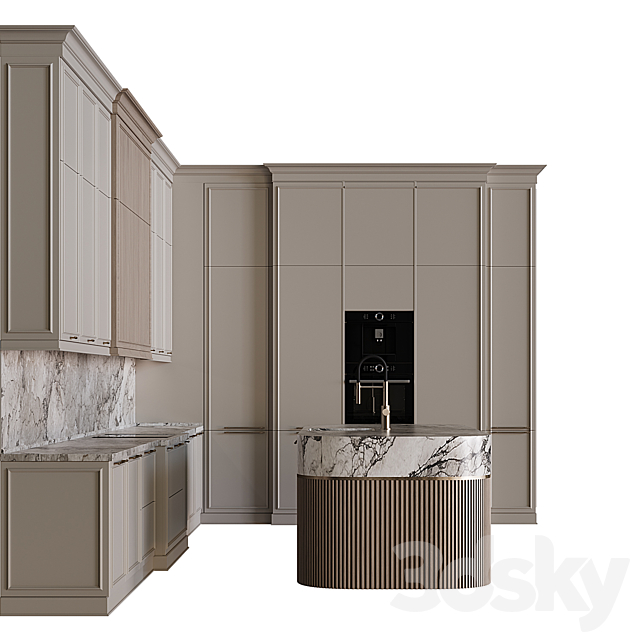 Neoclassical style kitchen 60 3DS Max Model - thumbnail 3