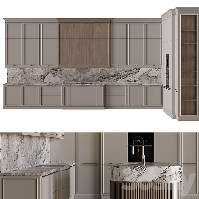 Neoclassical style kitchen 60 3DS Max Model - thumbnail 4