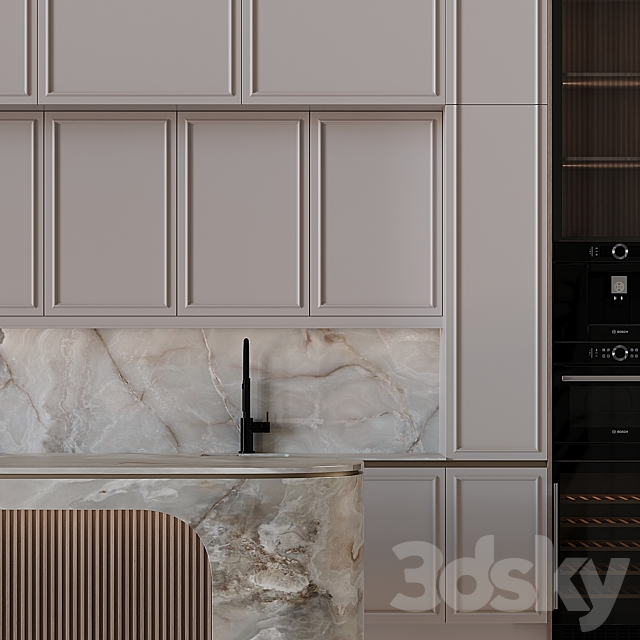 Neoclassical style kitchen 65 3DS Max Model - thumbnail 3