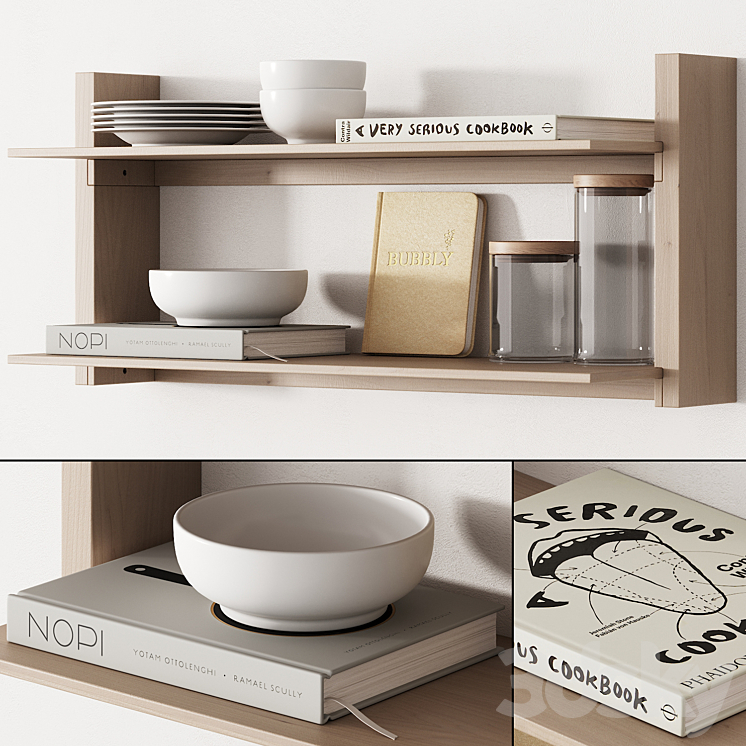 162 kitchen decor set accessories 05 dishes and books 01 3DS Max Model - thumbnail 1