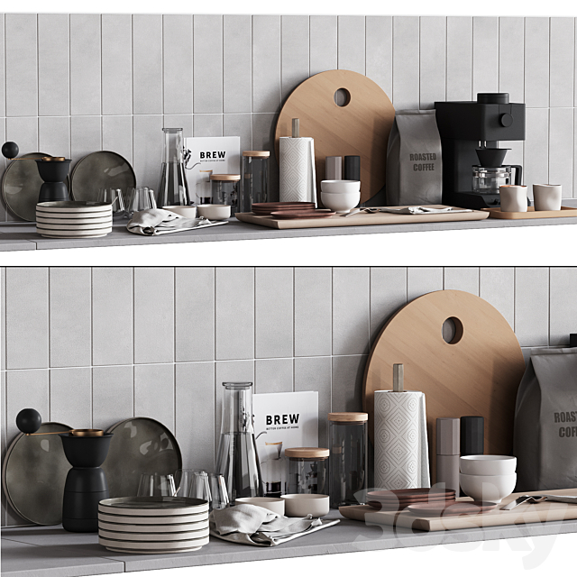 511 kitchen decor set accessories 08 dishes and coffee kit 01 3ds Max - thumbnail 1